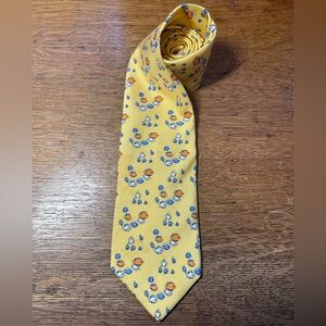 Brooks‎ Brothers 346 Silk Yellow Blue Orange Fish Neck Tie